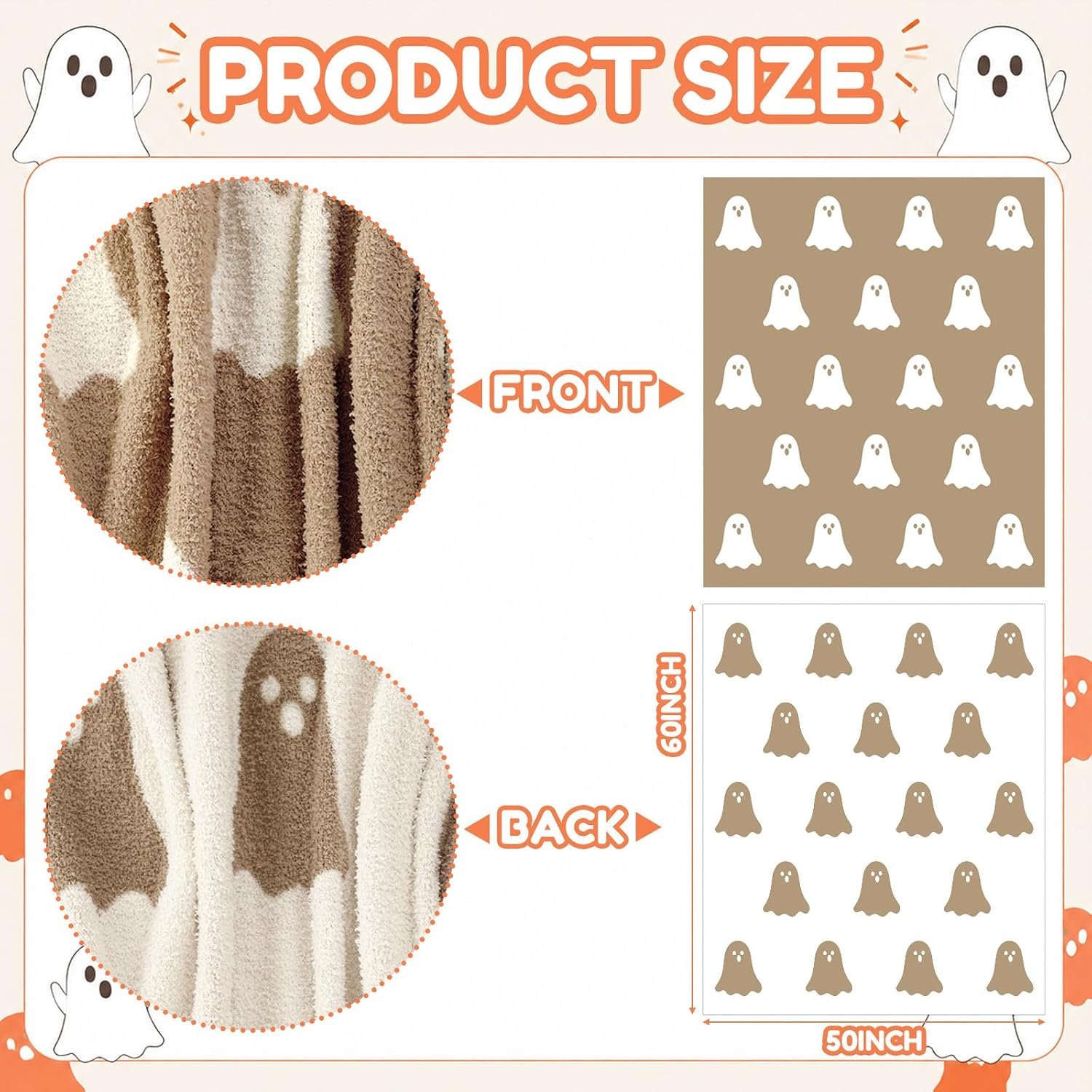 Halloween Cute Ghost Blanket Reversible Knit Boo Throw Blanket - Image 3