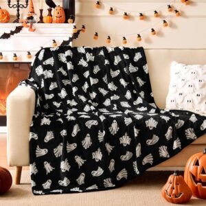 Halloween Twin Blanket for Decor & Gift, Black, 60″x80″