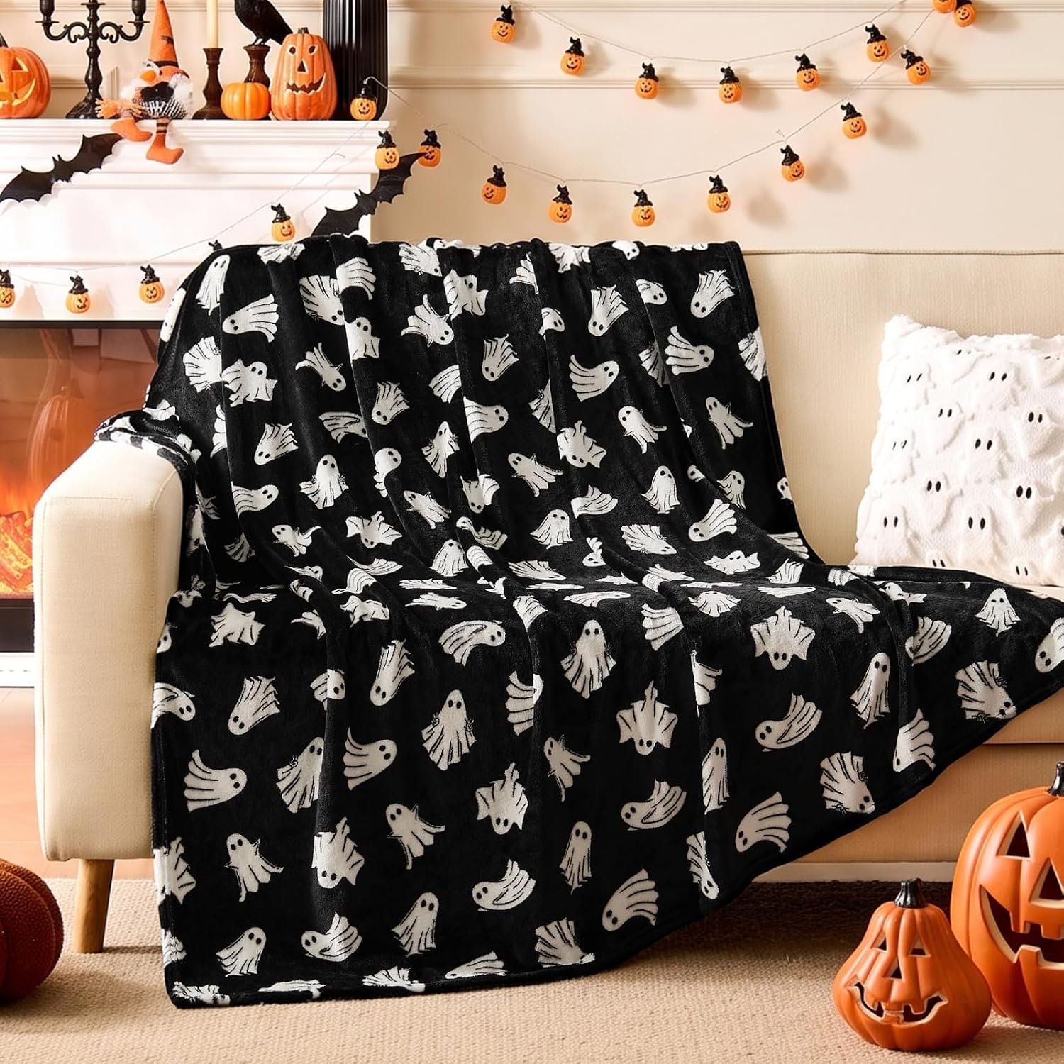 Halloween Twin Blanket for Decor & Gift, Black, 60"x80" - Image 2