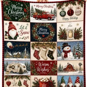 Christmas Throw Blanket Vintage Christmas Patchwork Print For Couch