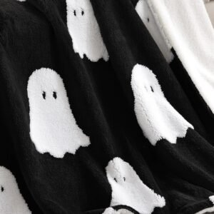 Halloween Throw Blanket, Black Ghost Halloween Blanket 50″x60″