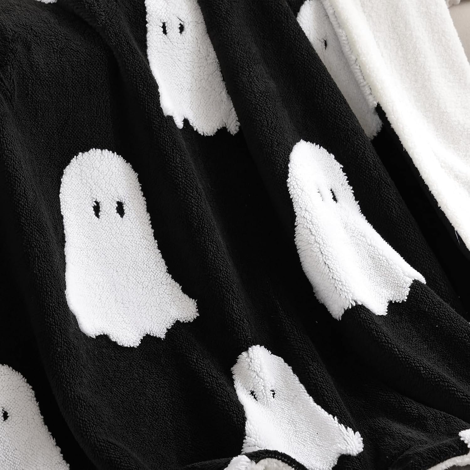 Halloween Throw Blanket, Black Ghost Halloween Blanket 50"x60" - Image 2