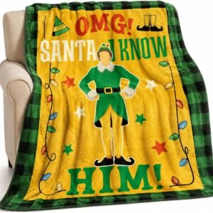 Christmas Throw Blanket 50x60in Funny Holiday Elf Movie Design Plaid