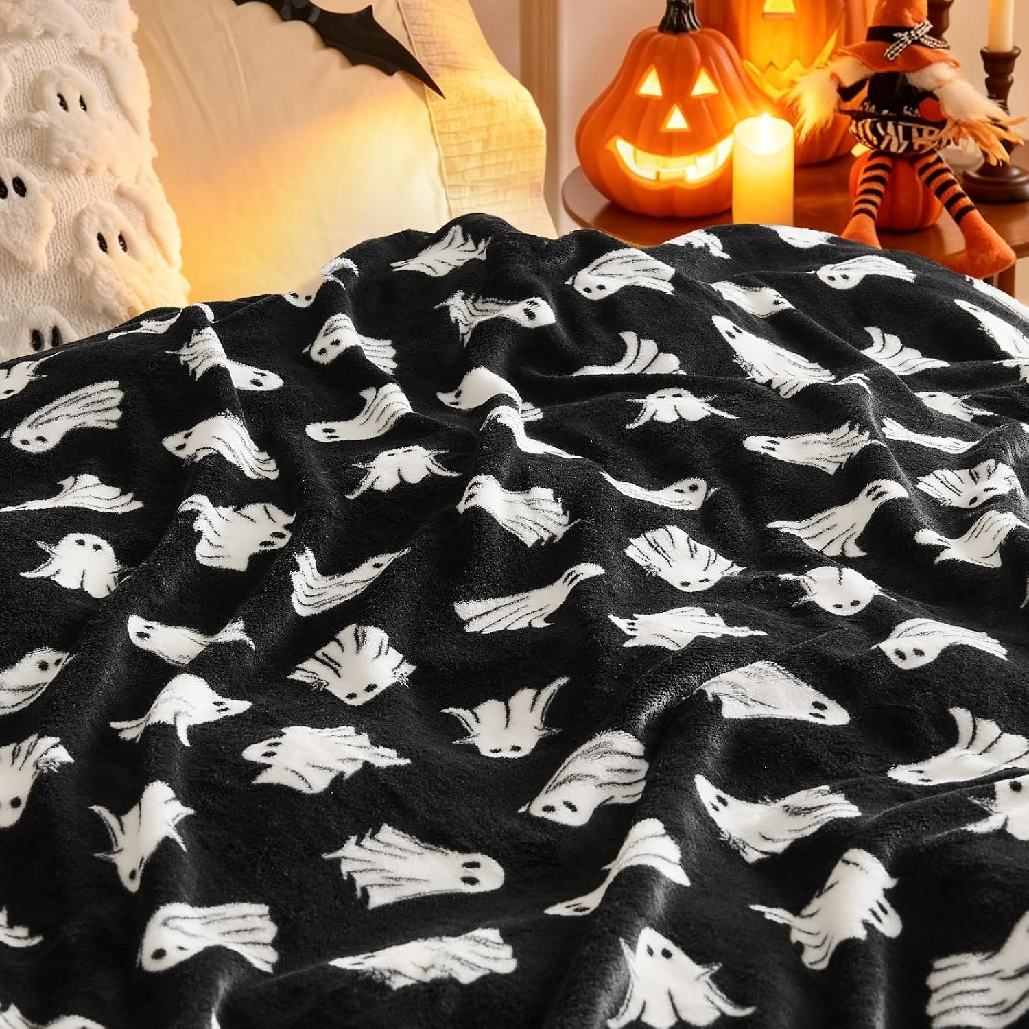Halloween Twin Blanket for Decor & Gift, Black, 60"x80" - Image 5
