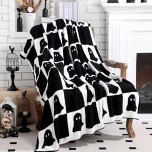 Throw Blanket Black and White, 50×60 Reversible Knit