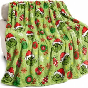 Christmas Green Character Throw Blanket 50x60in, Festive Holiday Soft