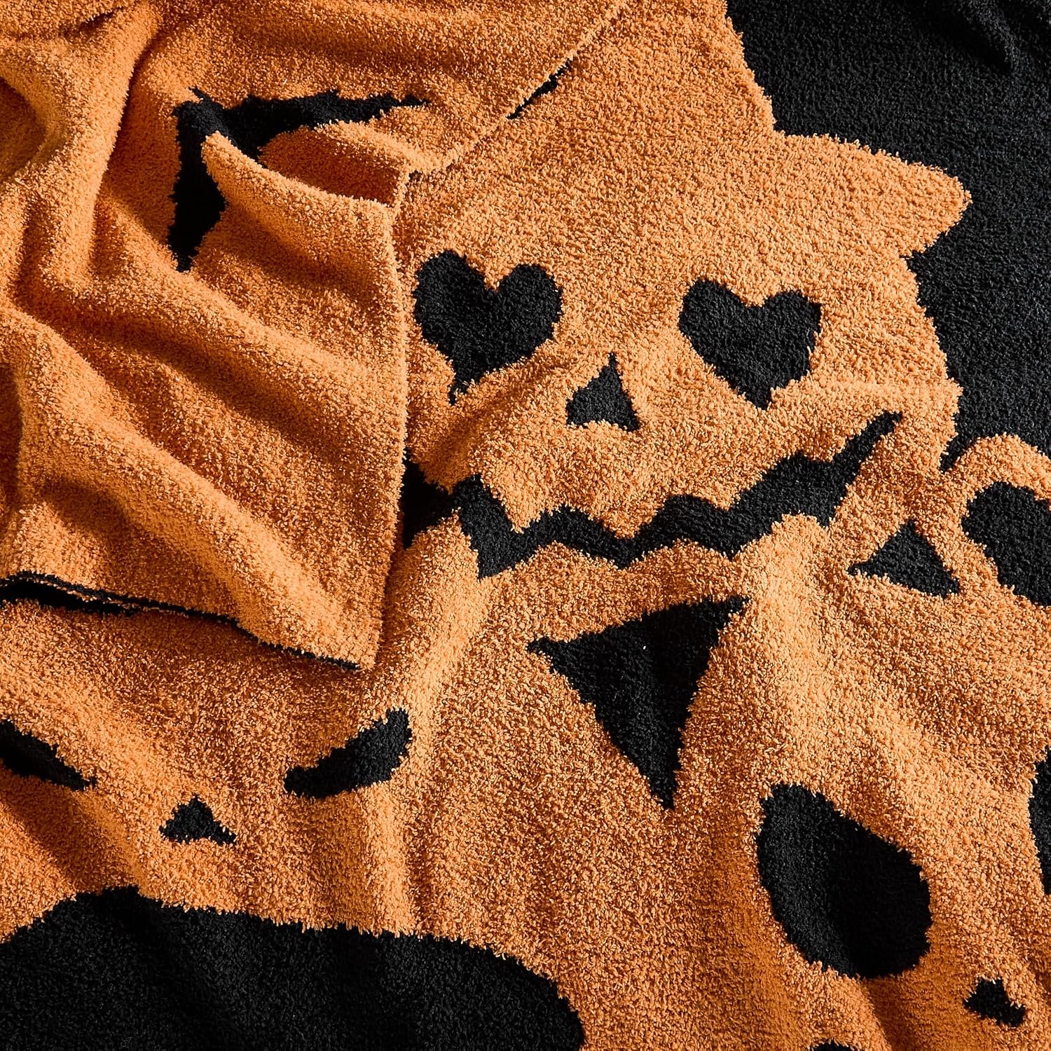 Halloween Throw Blanket Reversible Super Soft Knitted Blankets for Couch Bed Sofa Microfiber Warm Cozy Comfy Lightweight Fall Comfort Fluffy Fuzzy Knit Blanket Cute 50x60 Inches Pumpkin - Image 5